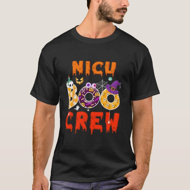 Nicu Boo Crew Ghost Spooky Halloween Costume Nurse T-Shirt (Front)