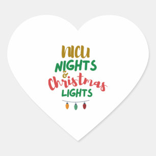NICU Christmas  NICU nights & Christmas Lights Heart Sticker
