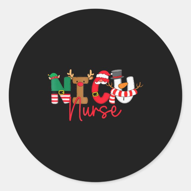 Nicu Christmas Shirt Nicu Nurse Xmas Party Nicu Nu Classic Round Sticker (Front)