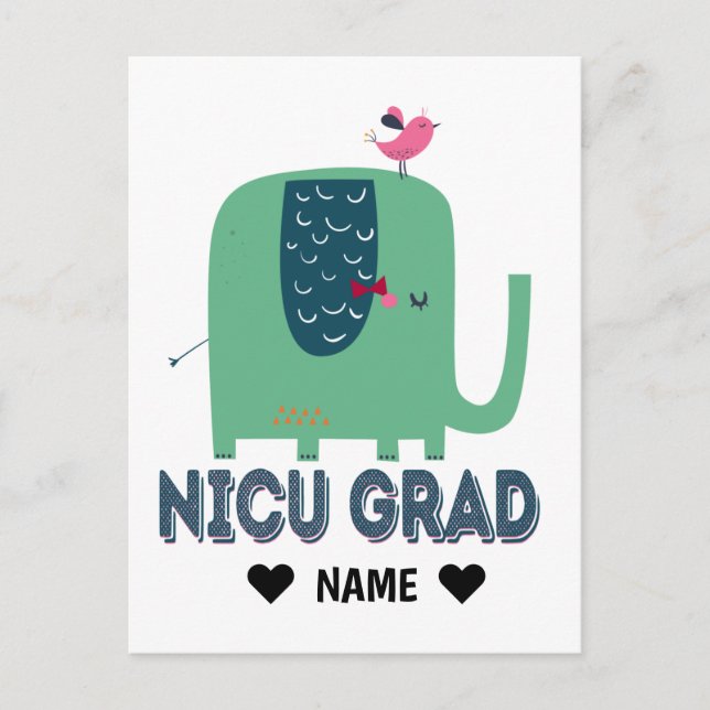 NICU Grad Elephant Postcard (Front)