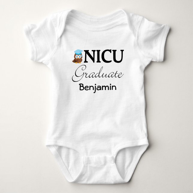 NICU Graduate Personalised Baby Boy T-shirt Baby Bodysuit (Front)