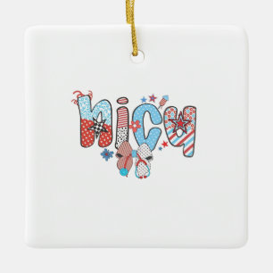 NICU Nurse 4th of July American Nurse  Ceramic Ornament