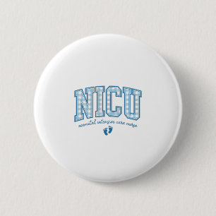 NICU Nurse Baby Feet Plaid Lettering Shirt Design_ 6 Cm Round Badge