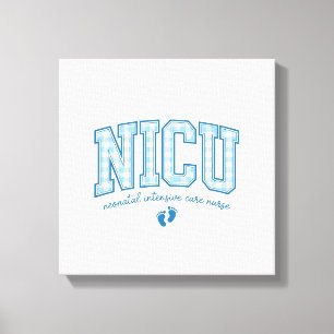 NICU Nurse Baby Feet Plaid Lettering Shirt Design_ Canvas Print
