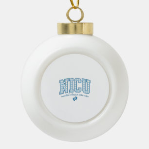 NICU Nurse Baby Feet Plaid Lettering Shirt Design_ Ceramic Ball Christmas Ornament