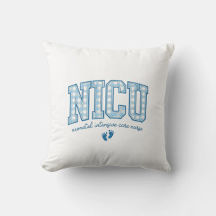 NICU Nurse Baby Feet Plaid Lettering Shirt Design_ Cushion