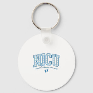 NICU Nurse Baby Feet Plaid Lettering Shirt Design_ Key Ring