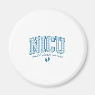 NICU Nurse Baby Feet Plaid Lettering Shirt Design_ Magnet
