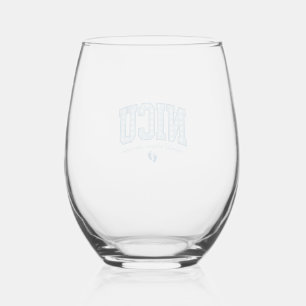 NICU Nurse Baby Feet Plaid Lettering Shirt Design_ Stemless Wine Glass
