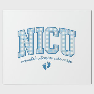 NICU Nurse Baby Feet Plaid Lettering Shirt Design_ Wrapping Paper