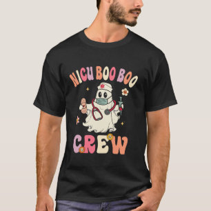 NICU Nurse Boo Crew Retro Ghost Halloween Peds Nur T-Shirt
