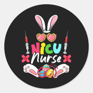 Nicu Nurse Bunny Costume Easter Nurse Squad Huntin Classic Round Sticker