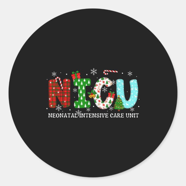 Nicu Nurse Christmas Neonatal Intensive Care Unit  Classic Round Sticker (Front)
