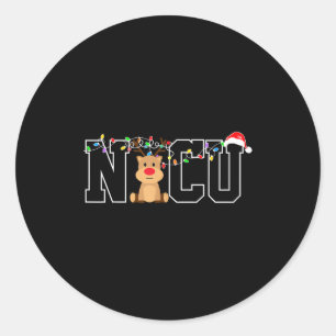 Nicu Nurse Christmas Reindeer Festive Nurse Gift Classic Round Sticker