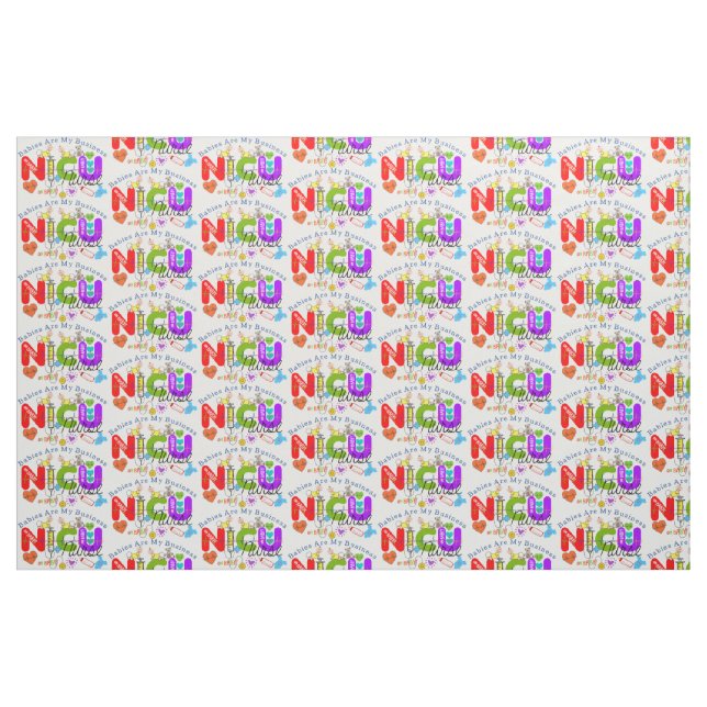 NICU Nurse Colorful Graphics  Fabric (Fat Quarter)