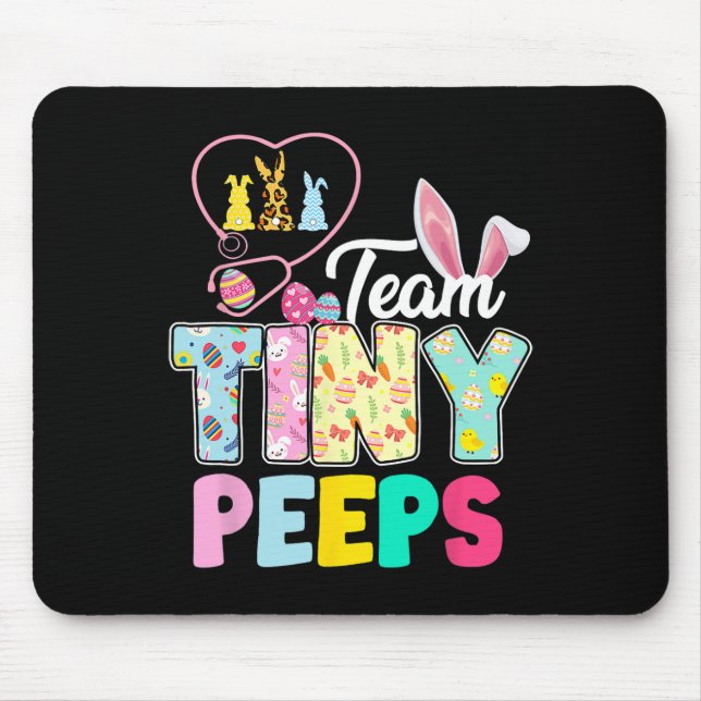 Nicu Nurse Easter Team Tiny Humans Bunnies Stethos Mouse Pad (Front)