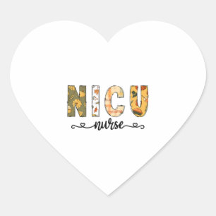 NICU Nurse Fall Halloween for Women Men   Heart Sticker