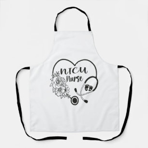 Nicu Nurse Floral Heart Stethoscope Apron