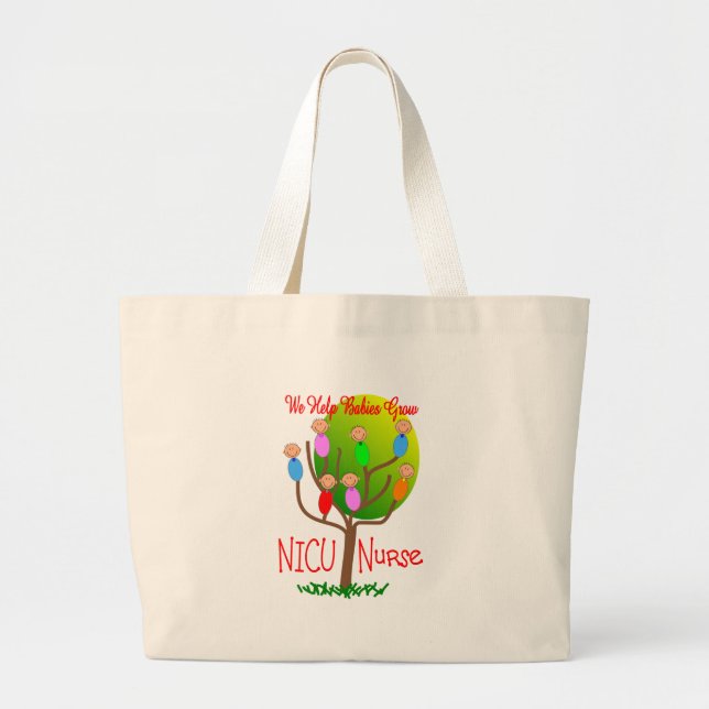 NICU Nurse Gifts, Adorable babies in a tree Large Tote Bag (Front)