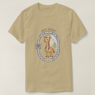 NICU Nurse Gingham Giraffe Preppy Neonatal Care T-Shirt