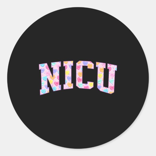 Nicu Nurse Heart Valentines Day Neonatal Intensive Classic Round Sticker (Front)