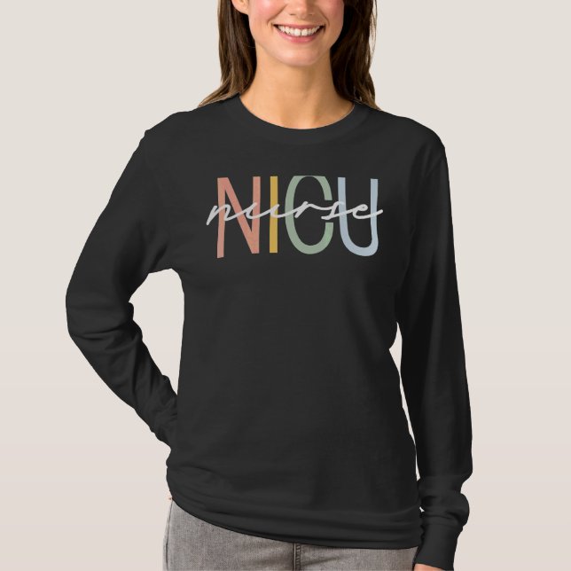 Nicu Nurse Icu Neonatal B Oho R Ainbow T Eam Ti Ny T-Shirt (Front)