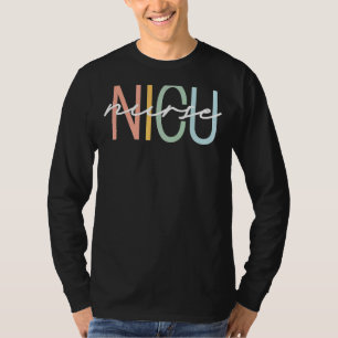 Nicu Nurse Icu Neonatal Boho Rainbow Team Tiny Hum T-Shirt