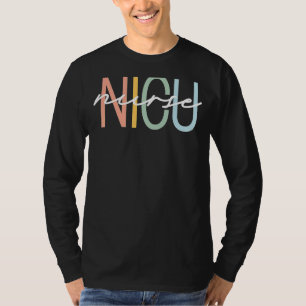 NICU Nurse ICU Neonatal Boho Rainbow Team Tiny Hum T-Shirt
