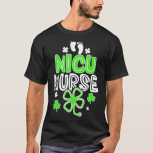 Nicu Nurse Life Stethoscope Nursing Happy St Patri T-Shirt