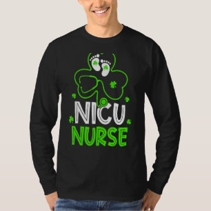 Nicu Nurse Life Stethoscope Nursing Happy St Patri T-Shirt
