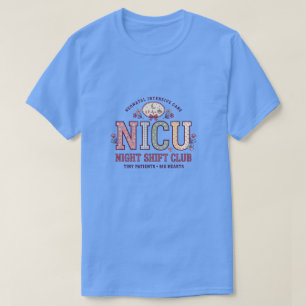 NICU Nurse Night Shift Retro Floral Neonatal T-Shirt