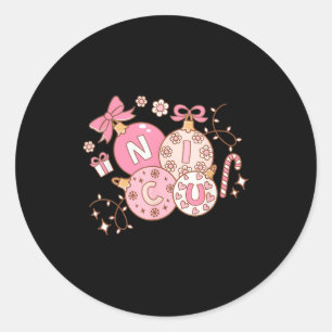 Nicu Nurse Nk Christmas Retro Neonatal Intensive C Classic Round Sticker