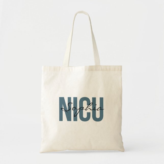 NICU Nurse Personalized Name Bold Typography Tote Bag (Front)