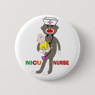 NICU Nurse Sock Monkey Gifts 6 Cm Round Badge