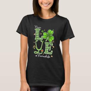 Nicu Nurse St Patricks Day Love Stethoscope Rn Nur T-Shirt