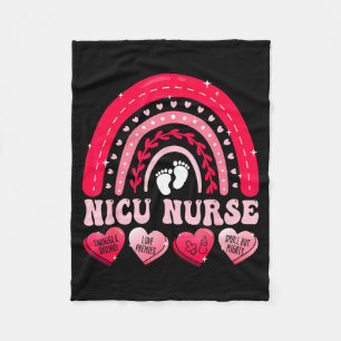 Nicu Nurse Valentines Day Rainbow Neonatal Rn Hear Fleece Blanket