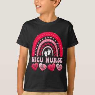 Nicu Nurse Valentines Day Rainbow Neonatal Rn Hear T-Shirt