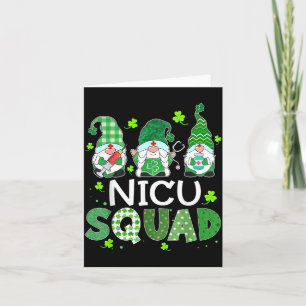 Nicu Squad Gnome Nurse Stethoscope Shamrock St Card