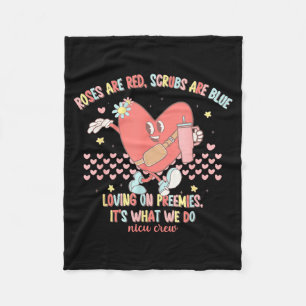 Nicu Valentine Roses Are Red Nicu Nurse Valentine' Fleece Blanket