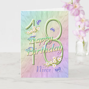 Niece 18th Birthday Butterflies and Flowers Card