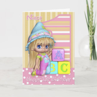 Niece 1st Birthday Card With Cute Little Girl