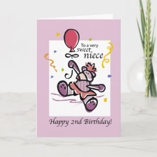 Niece 2nd Birthday Bear Balloon Card