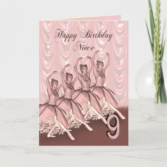 Niece age 9, a ballerina birthday card (Front)
