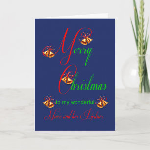 Niece and Partner Christmas Scrolls Holiday Card