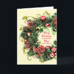 Niece and Partner Christmas Wreath Holiday Card<br><div class="desc">An elegant Christmas card showing a christmas wreath with ornaments, presents,  and pine cones.A beautiful way to send Christmas good wishes to your niece and her partner.</div>