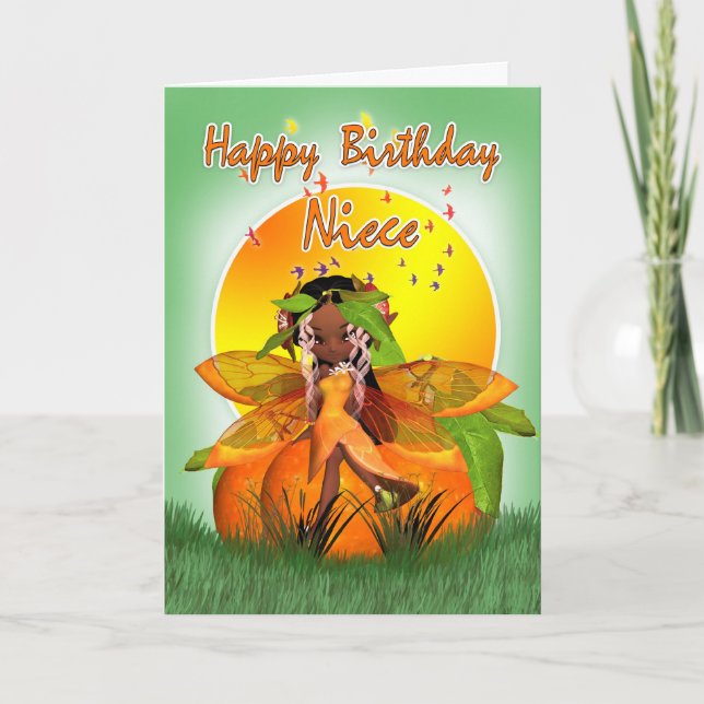 Niece Birthday Card - Moonies Citrus Fairy - Afric (Front)