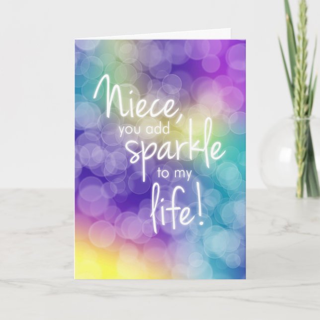 Niece Birthday, You Add Sparkle, Colourful Bokeh Card (Front)