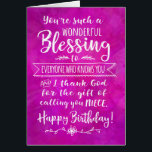Niece Birthday, You're a Blessing<br><div class="desc">Wish your niece a happy birthday while reminding her what a blessing she is in your life with this elegant hand lettering style typography design. Front of card features message in white, "You're such a wonderful blessing to everyone who knows you and I thank God for the gift of calling...</div>