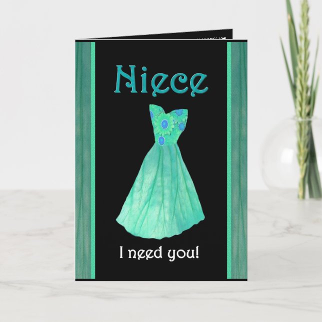 NIECE Bridesmaid Invitation Mint Green Gown (Front)