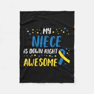 Niece Down Right Awesome Down Syndrome Awareness A Fleece Blanket